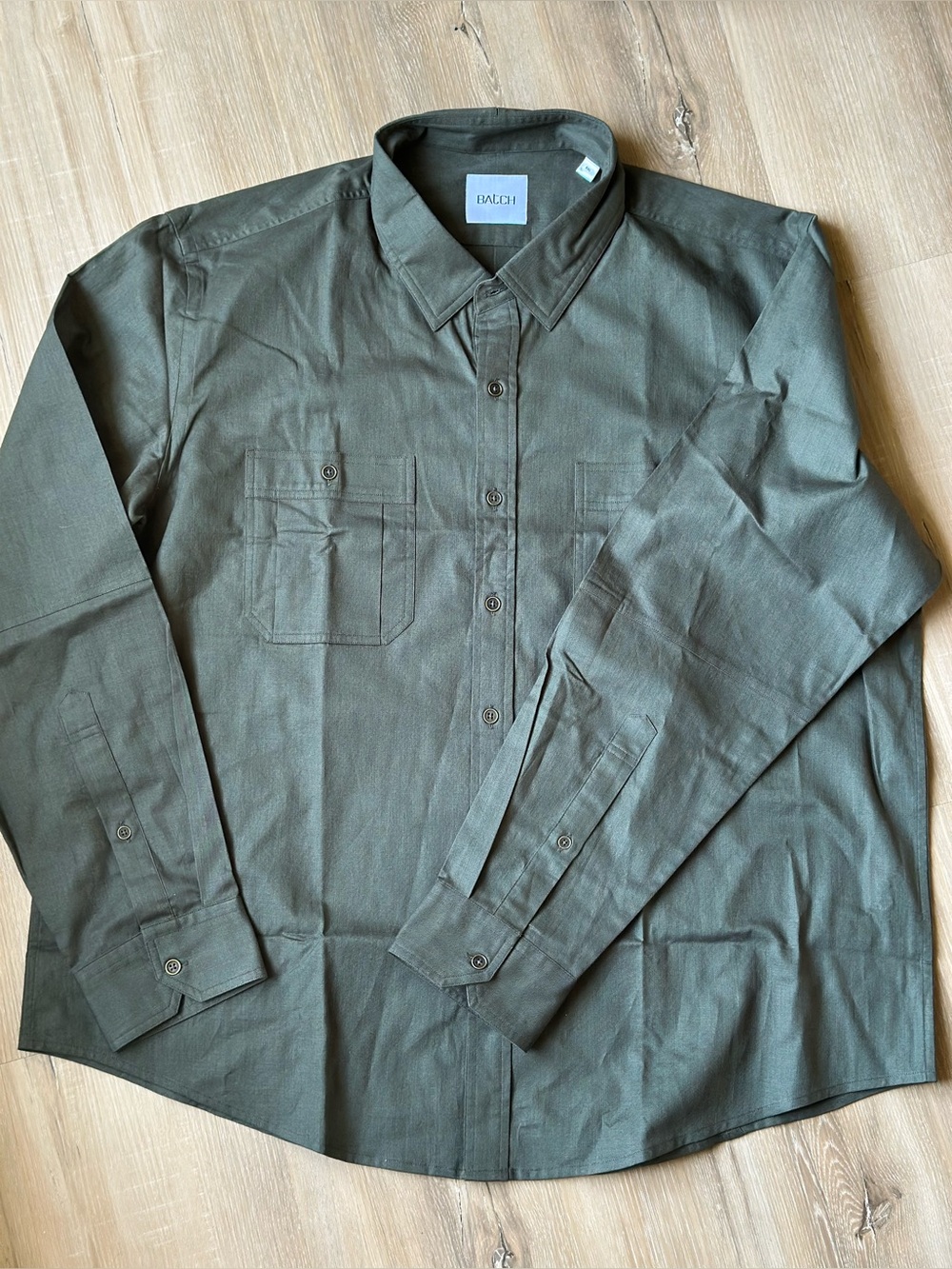 NWT Batch Men's Fixer Utility Shirt Olive Green Cotton Twill Size XXL